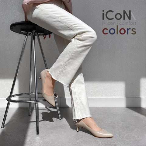 Basic Item SALE10%OFF：2024AW：iCoN COLORS：ポインテッドトゥ スムース パンプス（C57173）グレージュ/mamian（マミアン）