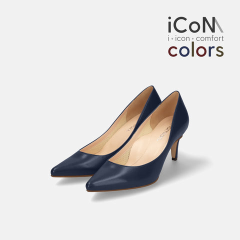 20%OFF：2024AW：iCoN COLORS：ポインテッドトゥ スムース パンプス（C76533）ネイビー/mamian（マミアン）