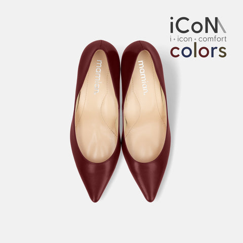 ラストワン20%OFF：iCoN COLORS：ポインテッドトゥ スムース パンプス（C76533）ワイン/mamian（マミアン）