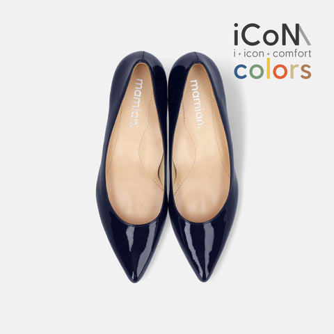 2025SS：iCoN COLORS：ポインテッドトゥ エナメル パンプス（C57171）クラシックネイビー/mamian（マミアン）