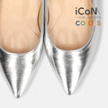 2025SS：iCoN COLORS：ポインテッドトゥ スムース フラットシューズ（C20143）シルバー/mamian（マミアン）