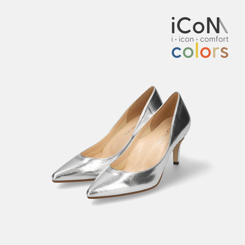 2025SS：iCoN COLORS：ポインテッドトゥ スムース パンプス（C76533）シルバー/mamian（マミアン）