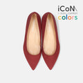 30%OFF：iCoN COLORS：ポインテッドトゥ スエード フラットシューズ（C20142）ボルドーS/mamian（マミアン）