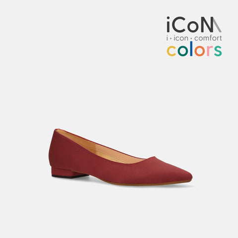30%OFF：iCoN COLORS：ポインテッドトゥ スエード フラットシューズ（C20142）ボルドーS/mamian（マミアン）