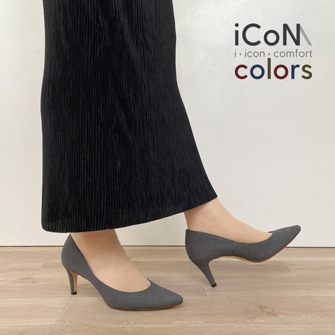 30%OFF：iCoN COLORS：ポインテッドトゥ スエード パンプス（C76532）チャコールS/mamian（マミアン）