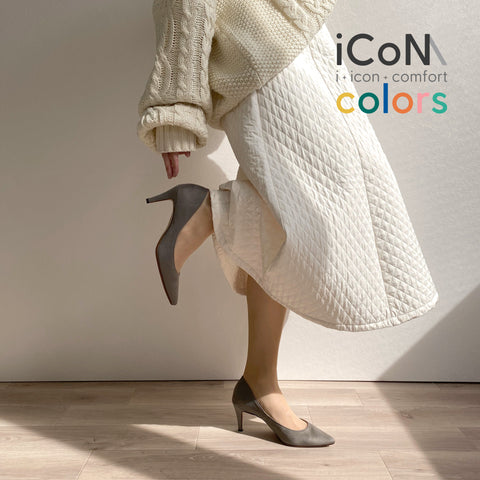 20%OFF：2025AW：iCoN COLORS：ポインテッドトゥ スエード パンプス（C76532）グレージュS/mamian（マミアン）