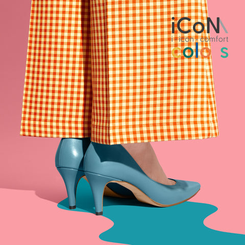 30%OFF：iCoN COLORS：ポインテッドトゥ スムース パンプス（C76533）アッシュブルー/mamian（マミアン）