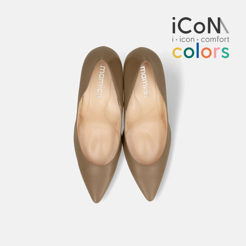 30%OFF：iCoN COLORS：ポインテッドトゥ スムース パンプス（C9043）ダークグレージュ/mamian（マミアン）