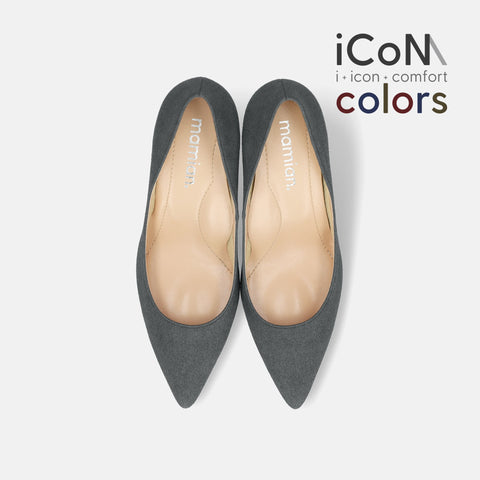 20%OFF：2024AW：iCoN COLORS：ポインテッドトゥ スエード パンプス（C76532）チャコールS/mamian（マミアン）