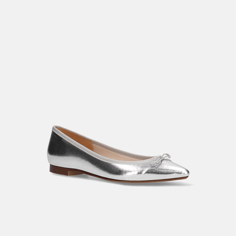 10% OFF: 2024SSBI: Pointed Toe Flat Ballet Shoes (1333) Silver