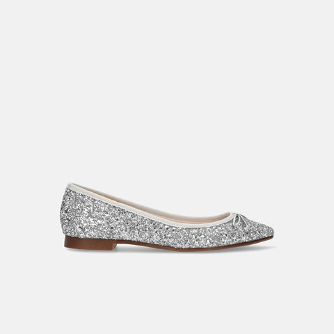 予約：2026AW：グリッター バレエシューズ（m17048）シルバーグリッター/mamian（マミアン）