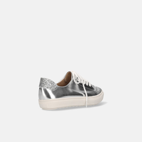予約：グリッターコンビ スニーカー（m1004）シルバー/C/mamian（マミアン）