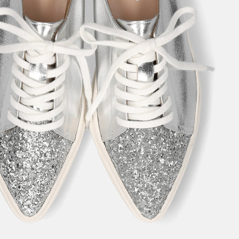 予約：グリッターコンビ スニーカー（m1004）シルバー/C/mamian（マミアン）