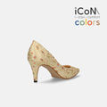 2025SS：iCoN COLORS：ポインテッドトゥ 和柄 パンプス（C76536）ベージュ花/mamian（マミアン）