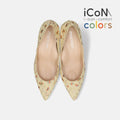 2025SS：iCoN COLORS：ポインテッドトゥ 和柄 パンプス（C76536）ベージュ花/mamian（マミアン）