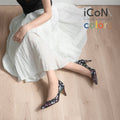 2025SS：iCoN COLORS：ポインテッドトゥ 和柄 パンプス（C76536）ブラック桜/mamian（マミアン）