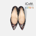 2025SS：iCoN COLORS：ポインテッドトゥ 和柄 パンプス（C76536）ブラック桜/mamian（マミアン）