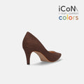 予約：2025SS：iCoN COLORS：ポインテッドトゥ リネン パンプス（C76535）ブラウンL/mamian（マミアン）