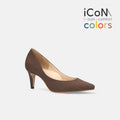 予約：2025SS：iCoN COLORS：ポインテッドトゥ リネン パンプス（C76535）ブラウンL/mamian（マミアン）