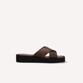 限定特価3,490円：【ユニセックス】厚底 プラットフォーム クロス サンダル（m10bn07）ダークブラウン/mamian（マミアン）
