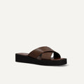 限定特価3,490円：【ユニセックス】厚底 プラットフォーム クロス サンダル（m10bn07）ダークブラウン/mamian（マミアン）